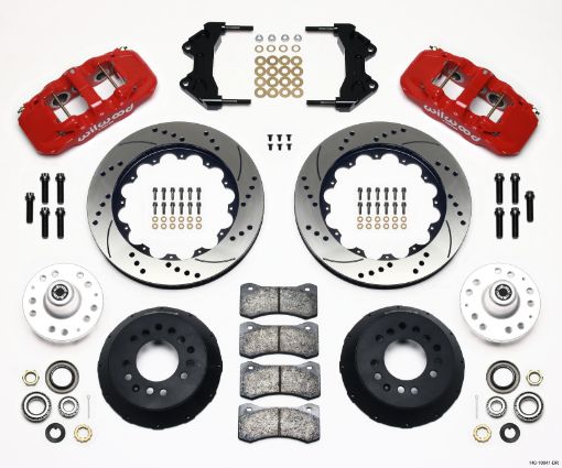 Picture of Wilwood AERO6 Front Hub Kit 14.00 Drilled - Red WWE ProSpindle