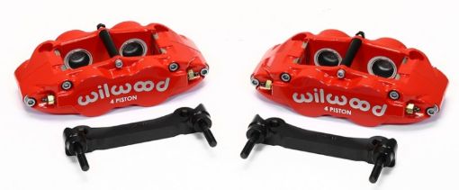 Picture of Wilwood Narrow Superlite 4R Rear Caliper Bracket Kit - Red 97 - 13 C5C6 Corvette w OEM Rotors