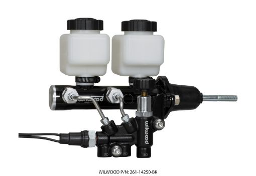 Picture of Wilwood Tandem Remote MC Kit w LH Brkt Prop Valve - 1516in Bore Black - WPushrod