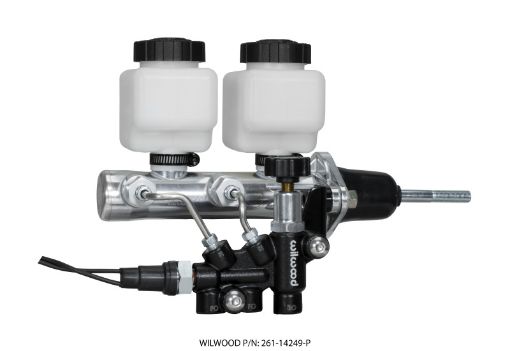 Picture of Wilwood Tandem Remote MC Kit w LH Brkt Prop Valve - 78in Bore Ball Burnished - WPushrod