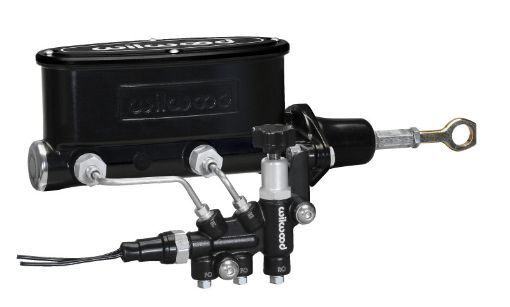 Picture of Wilwood HV Tandem MC Kit w LH Bracket Prop Valve - 78in Bore Black - WPush. - Early Mustang