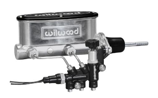 Picture of Wilwood HV Tandem MC Kit w LH Bracket Prop Valve - 78in Bore Ball Burnished - WPushrod