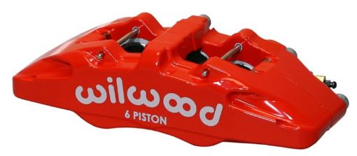 Picture of Wilwood Caliper - Forged Dynapro 6 5.25in Mount - Red - LH 1.381.001.00in Pistons .81in Disc