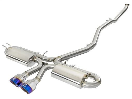 Picture of aFe Takeda 3in 304 SS Cat - Back Exhaust System w Blue Tips 2017 Honda Civic Si I4 1.5L (t)