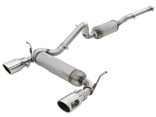 Picture of aFe Rebel Series 2.5in 409 SS Cat - Back Exhaust w Polished Tips 07 Jeep Wrangler (JK) V6 3.6L3.8L