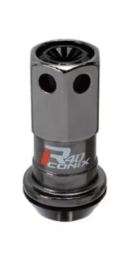 Picture of Project Kics R40 Iconix 12x1.25 Black Lug Nut (Black Seat) - 1pc
