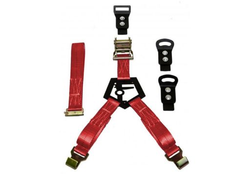 Picture of N - Fab Bed Mounted Rapid Tire Strap Universal - Gloss Black - Red Strap