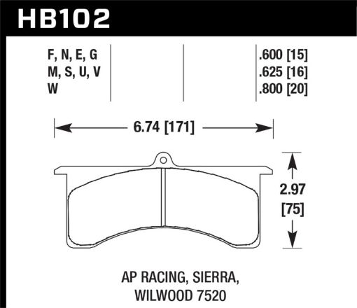 Picture of Hawk DTC - 80 AP Racing 6 - SierraJFZ - Wilwood Brake Pads