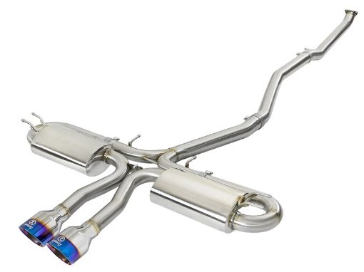 Picture of aFe Takeda 3in 304 SS Cat - Back Exhaust System w Blue Tips 2017 Honda Civic Si 4Dr I4 1.5L (t)