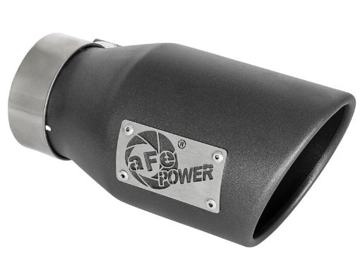 Picture of aFe MACH Force - Xp 3in 304 SS Metallic Black Exhaust Tip 3in In x 4 - 12in Out x 9in L Clamp - On Right
