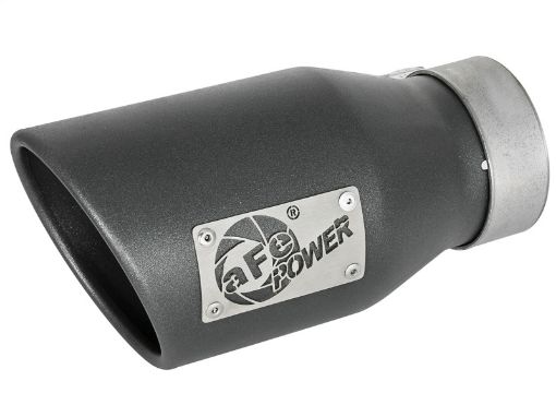Picture of aFe MACH Force - Xp 3in 304 SS Metallic Black Exhaust Tip 3in In x 4 - 12in Out x 9in L Bolt - On Left