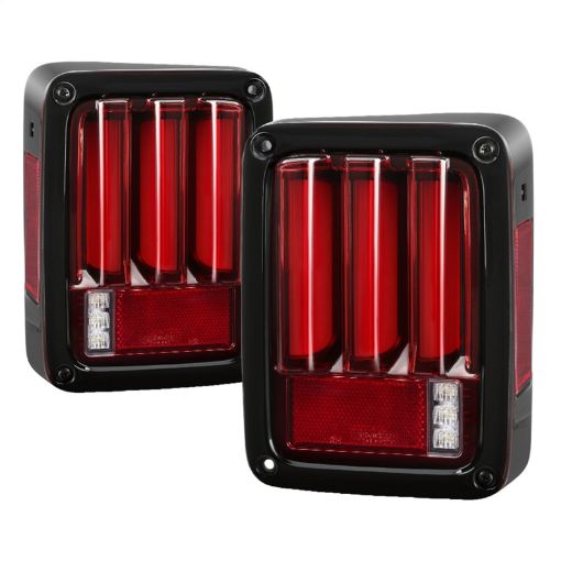 Picture of Spyder 07 - 16 Jeep Wrangler Version 2 Light Bar LED Tail Lights - Red Clear (ALT - YD - JWA07V2 - LBLED - RC)
