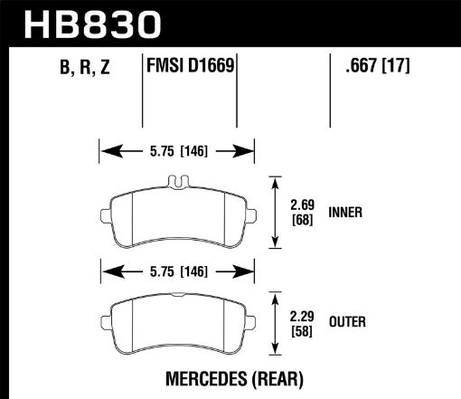 Picture of Hawk 13 - 16 Mercedes - Benz SL63 AMGSL65 AMG Perfromance Ceramic Street Rear Brake Pads