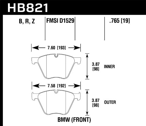 Picture of Hawk 10 - 15 BMW 760Li 11 - 15 BMW B7 AlpinaB7 Alpina xDrive Performance Ceramic Front Brake Pads