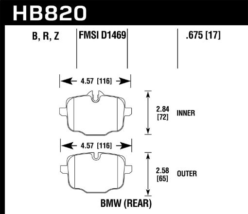 Picture of Hawk 12 - 17 BMW M6 14 - 17 BMW M6 Gran Coupe 13 - 16 BMW M5 Performance Ceramic Rear Brake Pads
