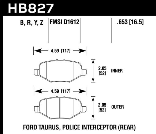 Picture of Hawk 13 - 16 Ford Taurus SHO Performance Ceramic Street Rear Brake Pads