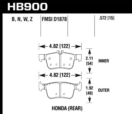 Picture of Hawk 16 - 17 Honda Civic Performance Ceramic Street Rear Brake Pads