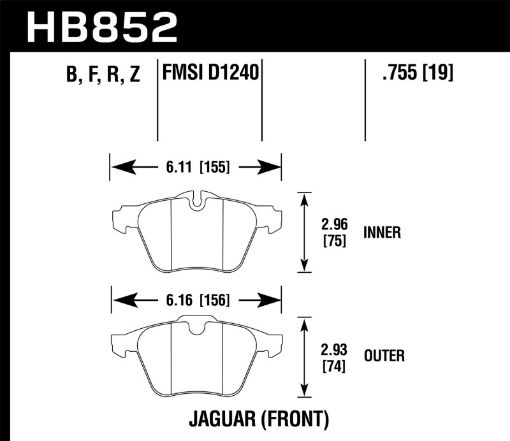Picture of Hawk 05 - 09 Jaguar XJR 10 - 15 Jaguar XJ HPS Street Front Brake Pads