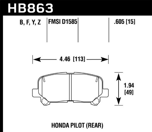 Picture of Hawk 12 - 15 Honda Pilot LTS Street Rear Brake Pads