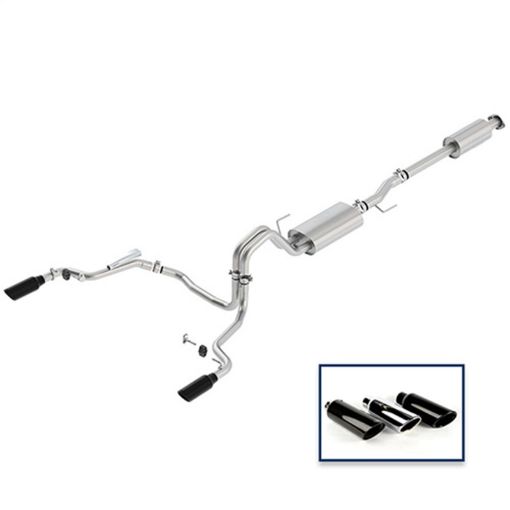Picture of Ford Racing 15 - 18 F - 150 5.0L Cat - Back Touring Exhaust System - Rear Exit Black Chrome Tips