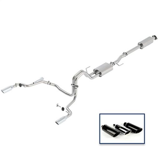 Picture of Ford Racing 15 - 18 F - 150 5.0L Cat - Back Touring Exhaust System - Rear Exit Chrome Tips