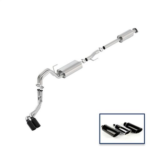 Picture of Ford Racing 15 - 18 F - 150 5.0L Cat - Back Touring Exhaust System - Side Exit Black Chrome Tips