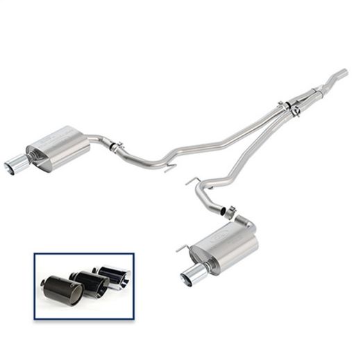Picture of Ford Racing 2018 Mustang 2.3L Ecoboost Cat - Back Touring Exhaust System wChrome Tips