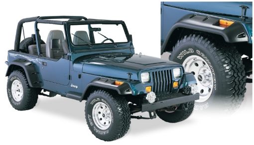 Picture of Bushwacker 87 - 95 Jeep Wrangler Cutout Style Flares 4pc Cutting Optional Not Renegade - Black