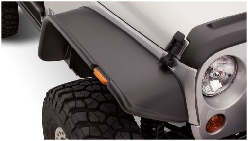 Picture of Bushwacker 07 - 18 Jeep Wrangler Flat Style Flares 2pc - Black