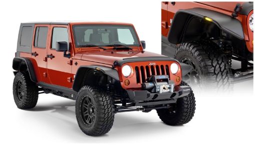 Picture of Bushwacker 07 - 18 Jeep Wrangler Unlimited Flat Style Flares 4pc 4 - Door Sport Utility Only - Black