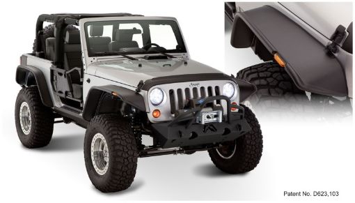 Picture of Bushwacker 07 - 18 Jeep Wrangler Flat Style Flares 4pc Fits 2 - Door Sport Utility Only - Black