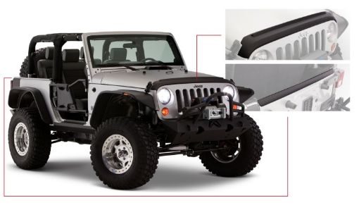 Picture of Bushwacker 07 - 18 Jeep Wrangler Trail Armor Hood and Tailgate Protector Excl Power Dome Hood - Black
