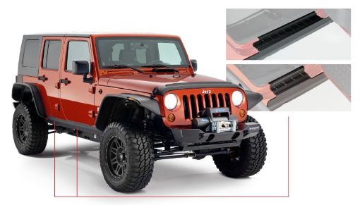 Picture of Bushwacker 07 - 18 Jeep Wrangler Unlimited Trail Armor Rocker Panel and Sill Plate Cover - Black
