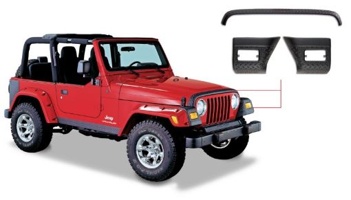 Picture of Bushwacker 97 - 06 Jeep Wrangler Trail Armor Hood Stone Guard and 2 Front Corners - Black