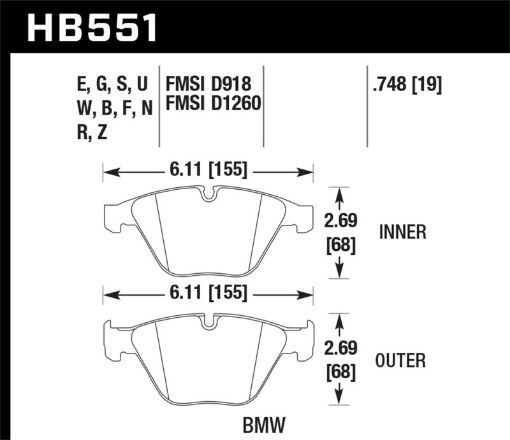 Picture of Hawk 07 - 09 BMW 335d335i335xi 08 - 09 328iM3 HP Street Front Brake Pads