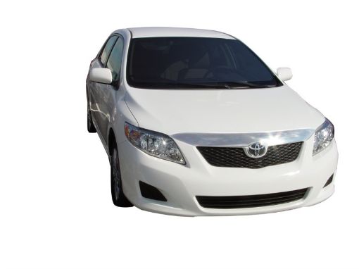 Picture of AVS 09 - 10 Toyota Corolla (Grille Fascia Mount) Aeroskin Low Profile Hood Shield - Chrome