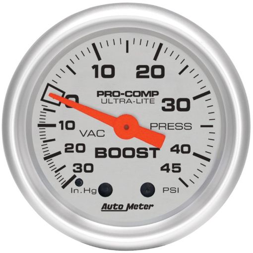 Picture of Autometer Ultra - Lite 52mm 30 IN HG45 PSI Mechanical BoostVacuum Gauge