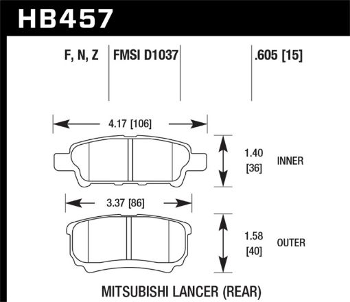 Picture of Hawk 07 - 09 Dodge Caliber RT 08 - 09 Caliber SXT 08 - 09 Mitsubishi Lancer DEESGTS HPS Street Rear
