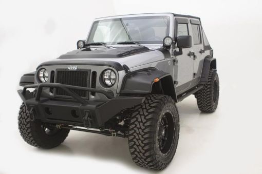 Picture of AVS 07 - 18 Jeep Wrangler Unlimited Ventvisor Aeroskin Deflector Combo Kit - Matte Black