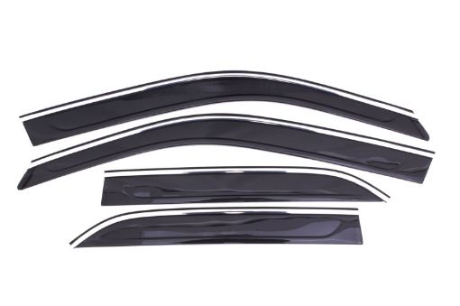 Picture of AVS 11 - 18 Chrysler 300 Ventvisor Low Profile Deflectors 4pc - Smoke wChrome Trim