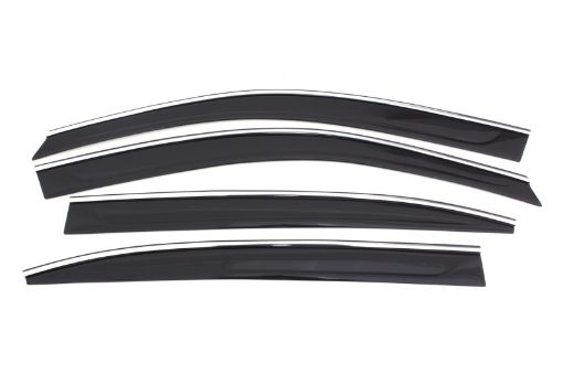 Picture of AVS 13 - 17 Honda Accord Ventvisor Low Profile Deflectors 4pc - Smoke wChrome Trim