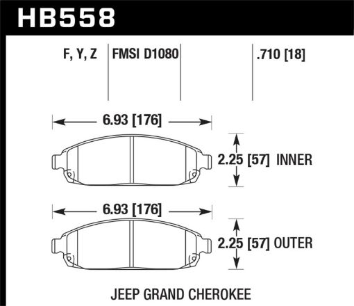 Picture of Hawk 06 - 09 Jeep Commander 05 - 09 Grand Cherokee Front Performance Ceramic Street Brake Pads