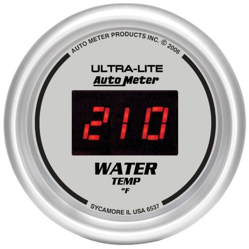 Picture of Autometer Ultra - Lite 2 - 116in 340 Deg F Silver Dial Digital w Red LED Water Temperature Gauge