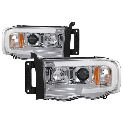 Picture of Spyder Dodge Ram 1500 02 - 05 V2 Projector Headlights - Light Bar DRL - Chrome PRO - YD - DR02V2 - LB - C