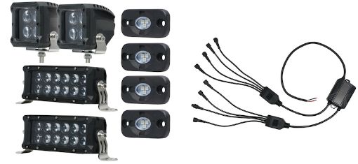 Picture of Hella Value Fit Kit 8in Light Bars - 8x Converter - Cube Lights x 2 - Rocker Lights x 4