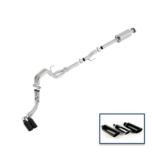 Picture of Ford Racing 15 - 18 F - 150 5.0L Cat - Back Extreme Exhaust System Side Exit w Black Chrome Tips