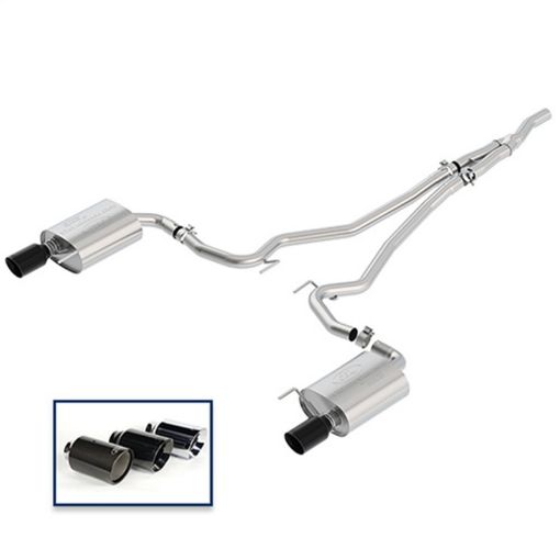 Picture of Ford Racing 2018 Mustang 2.3L EcoBoost Cat - Back Extreme Exhaust System w Black Chrome Tips