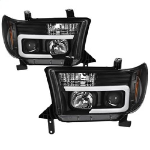 Picture of Spyder 08 - 13 Toyota Sequoia Projector Headlights - Light Bar DRL - Black PRO - YD - TTU07V2 - LB - BK