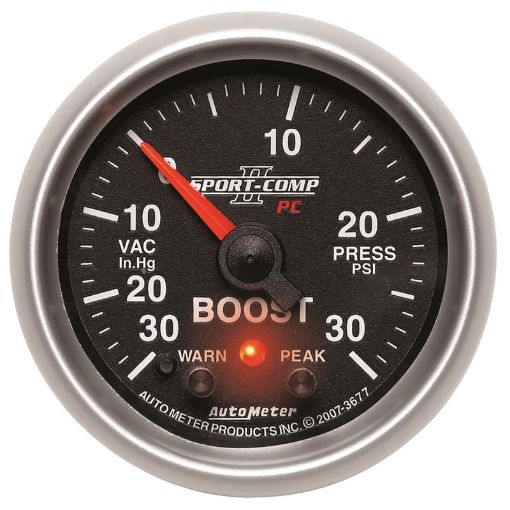 Picture of Autometer Sport - Comp II 52mm 30 IN HG 30 PSI Electronic BoostVacuum Gauge