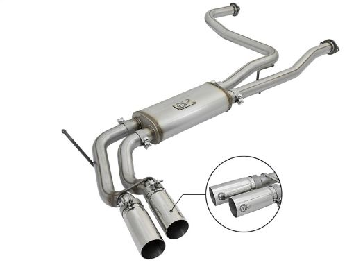 Picture of aFe Rebel Series 3in SS Cat - Back Exhaust System w Polished Tip 04 - 15 Nissan Titan V8 5.6L
